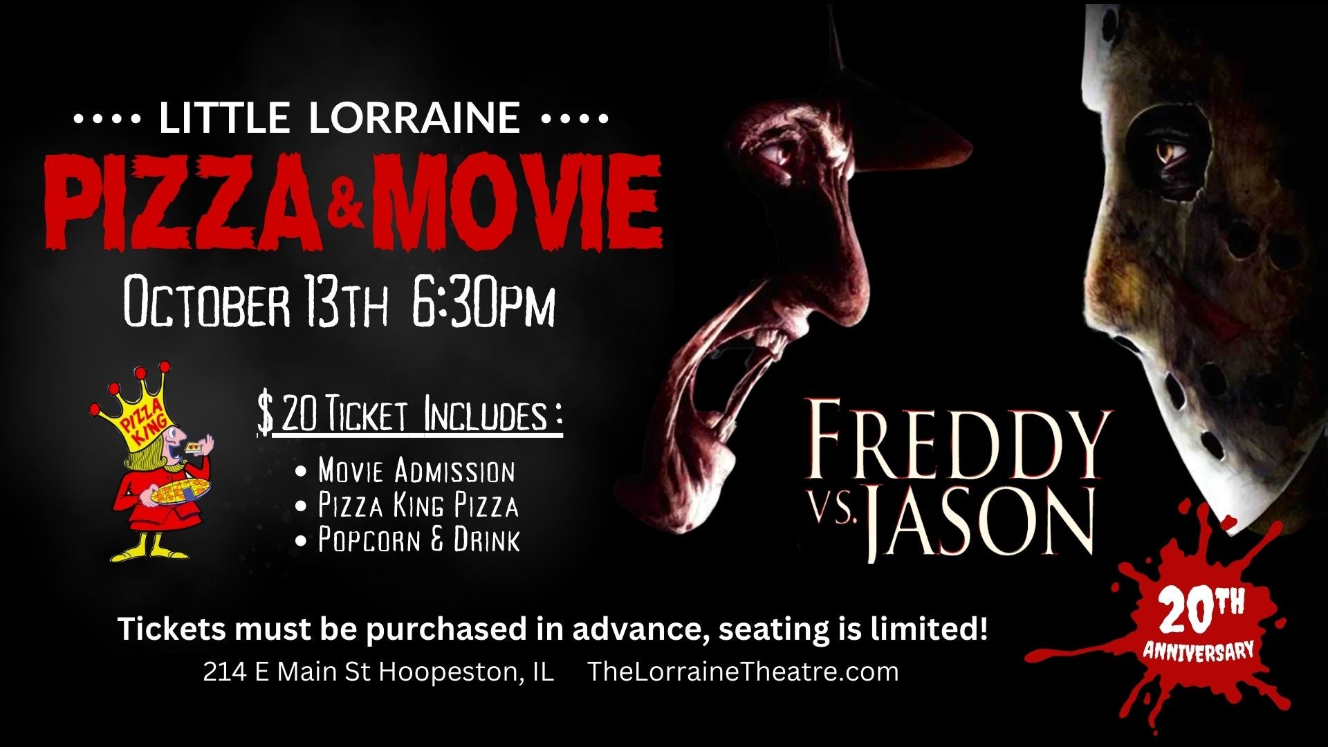 Freddy vs Jason 20th - Pizza & Movie